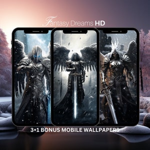 Futuristic Angel Mobile Wallpapers: 4K Digital Art (Instant Download)