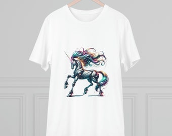 Iridescent Robo-Unicorn T-Shirt: Whimsical Cyber Horse Top