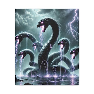 Monster Hydra Canvas Print: Enchanted Swamp Fantasy Wall Art