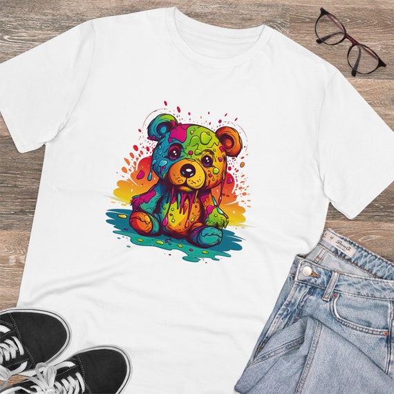 Psychedelic Teddy Bear Shirt | Color Drip Artistic Tee
