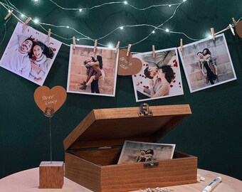 Speciale per Natale - Espositore fotografico personalizzato con luce LED con scatola fotografica regalo di felice anno nuovo - Stampa fotografica 10x10 cm