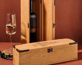 Special For Christmas - Handcrafted Wooden Wine Box - Elegant and Personalized Gift