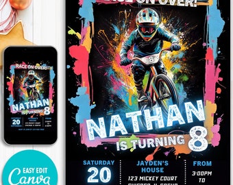 Boy Bike Party Invitation Mountain Bike Party Invite Dirt Bike Party BMX Birthday Invitation BMX Bike Birthday Mountain Bike Birthday Invite
