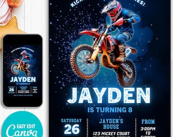 Dirt Bike Birthday Invitation Motocross Birthday Invitation Motocross Invitation Dirt Bike Invitation Dirt Jump Birthday Invitation Canva