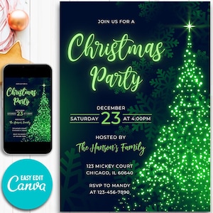 Editable Christmas Party Invitation Christmas Invite Christmas Party Printable Holiday Party Invitation Christmas Invitation template Canva