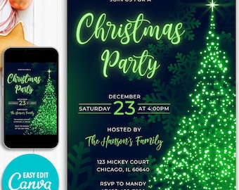 Bearbeitbare Weihnachtsfeier-Einladung Weihnachten einladen Weihnachtsfeier Printable Urlaub Party-Einladung Weihnachtseinladung Vorlage Canva