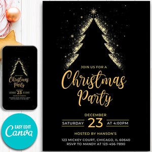 Editable Christmas Party Invitation Christmas Invite Christmas Party Printable Holiday Party Invitation Christmas Invitation template Canva