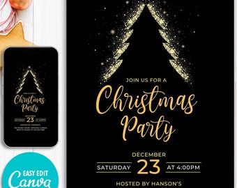 Bearbeitbare Weihnachtsfeier-Einladung Weihnachten einladen Weihnachtsfeier Printable Urlaub Party-Einladung Weihnachtseinladung Vorlage Canva