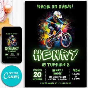 Boy Bike Party Invitation Mountain Bike Party Invite Dirt Bike Party BMX Birthday Invitation BMX Bike Birthday Mountain Bike Birthday Invite
