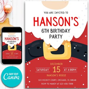 Editable Christmas Birthday Invitation template Canva Christmas Birthday Party Invitation Christmas Invite Holiday Party Invitation