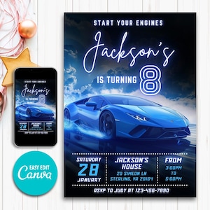 Editable Race Car Invitation Birthday Kids Party Invite Sport Car Birthday Invitation, Cars Birthday Invitation Race Car Birthday Invitation