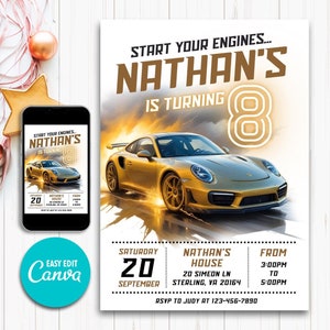 Editable Race Car Invitation Birthday Kids Party Invite Sport Car Birthday Invitation, Cars Birthday Invitation Race Car Birthday Invitation