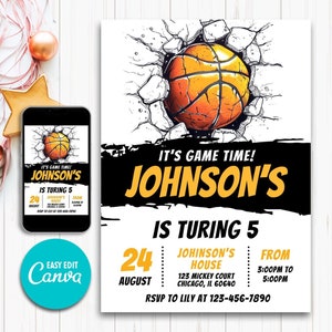 Editable Basketball birthday invitation, Basketball birthday party invitation, Basketball birthday invite, Basketball party Sport Invitation