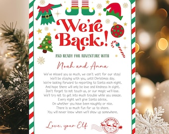 Editable Elf Were Back Letter, Elf Letter, Elf Arrival letter, Elf Return Letter, Elf I'm Back Letter, Goodbye elf letter, Elf Hello Letter