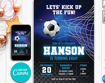 Editable Soccer Birthday Invitation, Soccer Party Invite, Sports Birthday Party Invite, Boy Birthday Invite, Editable Digital Invitation N12