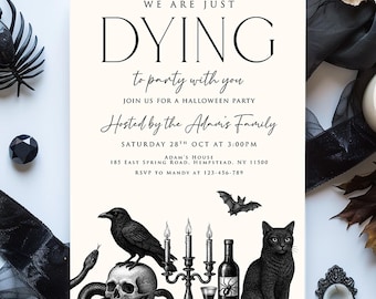 Vintage Halloween Invitation Template, Halloween Invitation, Printable Halloween Party Invite for Adults, Digital Invite Editable Canva