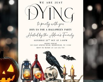 Vintage Halloween Invitation Template, Halloween Invitation, Printable Halloween Party Invite for Adults, Digital Invite Editable Canva