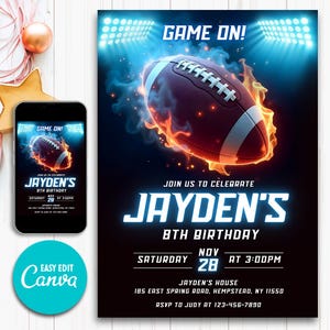 Football Birthday Party Invitation, Football Invitation Printable, Football Party Invite, Sports invitation, Rugby Birthday Invitation