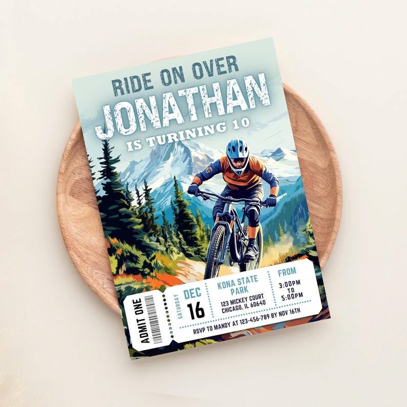 Dirt Bike Party, Bike Party Invitation, Mountain Bike Party Invite ...