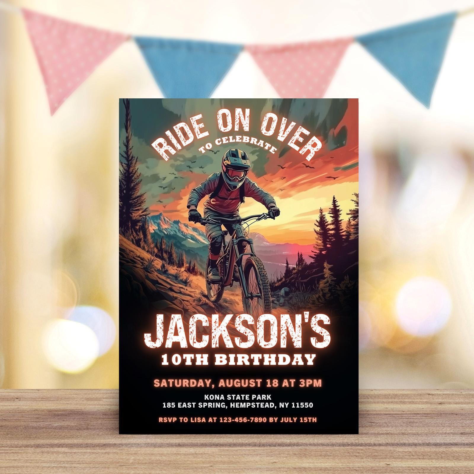 Bike Party Invitation, Mountain Bike Party Invite, Dirt Bike Party ...