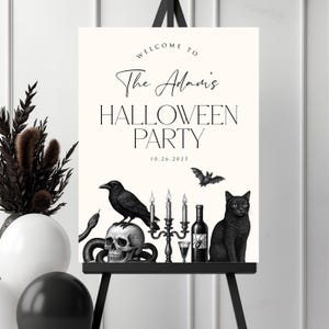 Letrero de bienvenida de Halloween vintage editable, letrero personalizado, decoración para fiesta de Halloween, plantilla digital imprimible, descarga instantánea, 3 tamaños