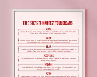 Manifestation Poster, 7 Steps To Manifest Poster, Manifest Wall Art, Law Of Attraction Wall Art, Digital Download Wall Art, Manifesting