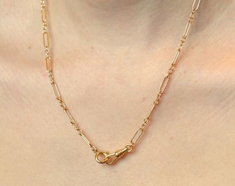 Bold Albert Watch Chain, Pocket Watch Chain, Vintage Gold Chain, Dog Clip Necklace, Albert Clasp | by Quinney Collection