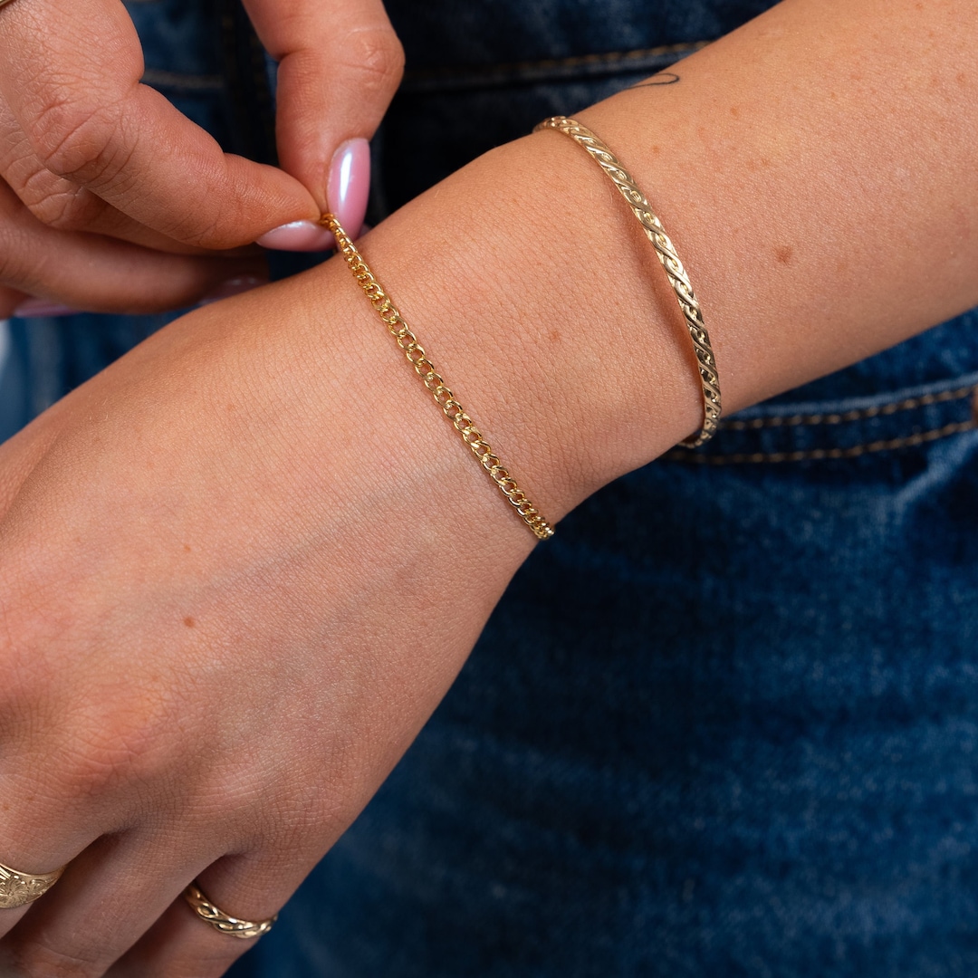 Buy 14k Gold Filled Curb Link Bracelet, Mens Gold Bracelet, Mens Gold  Jewelry Online in India