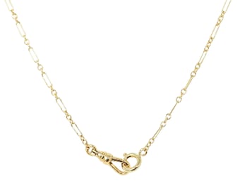 14k Gold filled Albert Necklace | by Quinney Collection, pocket watch chain, vintage gold chain, dog clip necklace, albert clasp