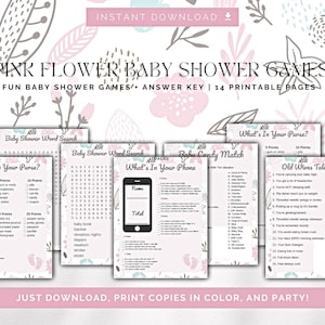14 Pink Pastel Baby Shower Games | Printable Bundle for Modern Baby Showers | Fun & Easy DIY Baby Shower Activities | Instant Download