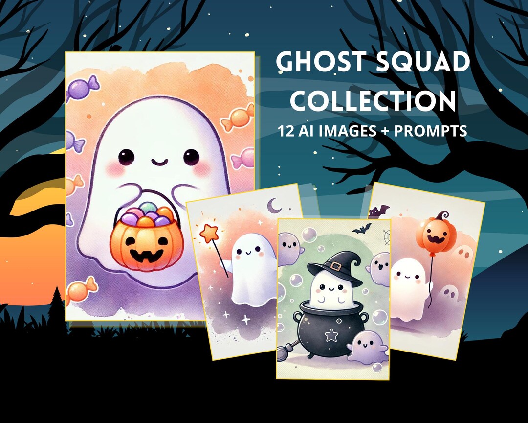 Ghost Squad AI Art Bundle | 12 PNG Files & Prompt Guide for Halloween ...