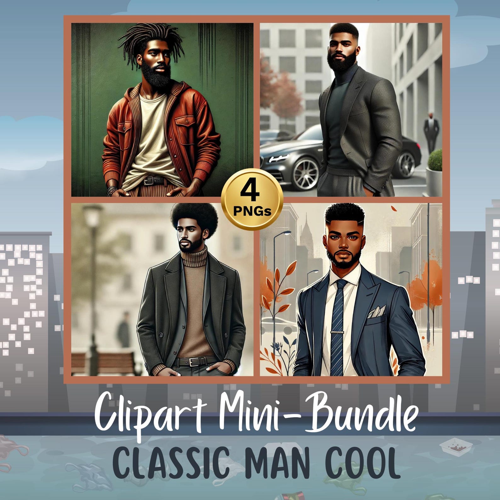 African American Men Clipart Bundle | Modern Artwork (commercial Use ...