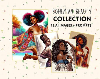 Boho Beauties 12 PNG autunnali / Clipart afroamericane (istruzioni, immagini, download digitale)