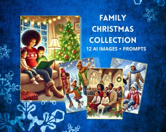 African American Family | 12 Christmas PNGs | Clipart | AI Prompts (Digital Download)