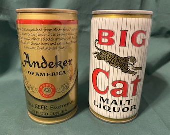 Latas de cerveza antiguas de los años 70 de Pabst Brewing Company. Dos latas excelentes.