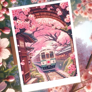 Ensemble de cartes postales et d'autocollants japonais Sakura Cherry Blossom - Tokyo, Kyoto, Mont Fuji, Himeji, Arashiyama | Art japonais, souvenirs de voyage