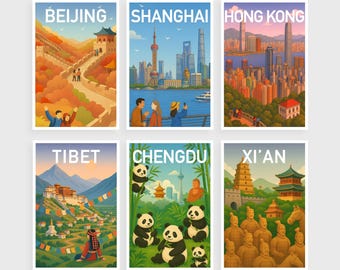 China Travel Postcard Set: Illustrated Landmark Souvenir
