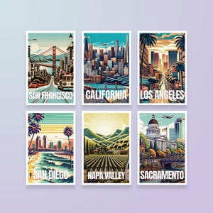 Cartes postales californiennes et autocollants imperméables - Los Angeles, San Francisco, San Diego, Napa, Sacramento | Souvenirs de voyage