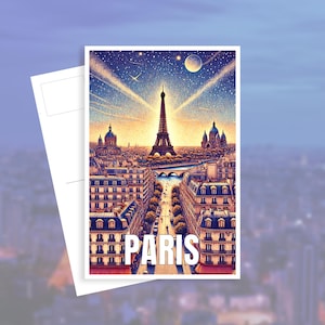 Paris Travel Postcard & Waterproof Stickers | Eiffel Tower Postcard | Paris Landmark Postcard | Paris Holiday Postcard