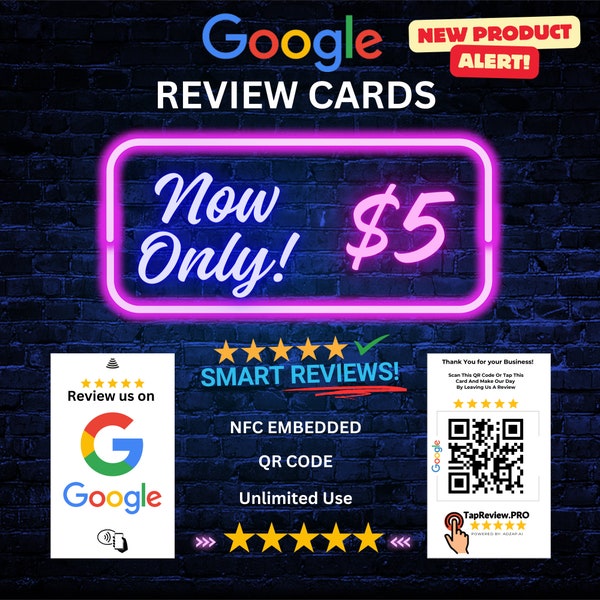 Google Review NFC Cards & QR Code - Easy Scanning | User-Friendly | Local Business | Boost your business reviews | TapReview.PRO