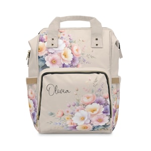 Custom Diaper Bag Personalized Floral Backpack for New Moms Baby Shower Gift Nursery Organizer Travel Bag Toddler Backpack