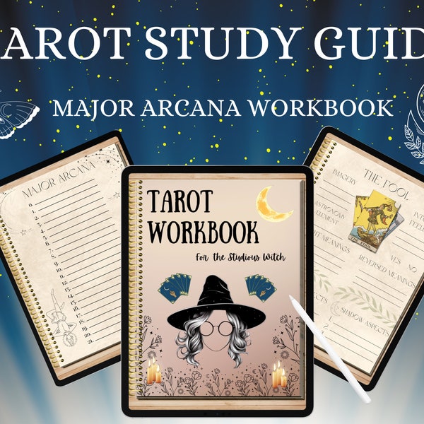 Digital Tarot Journal, Tarot Study Guide, Major Arcana Tarot Workbook, Digital Planner, Witchcraft Journal, Digital Witchcraft Planner