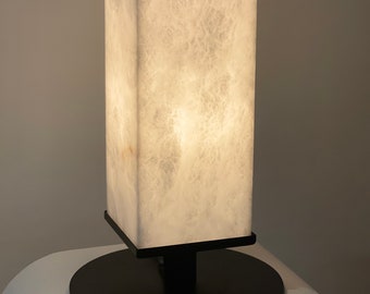 Oriental Stone Table Lamp, Alabaster Stoneware Lamp, Decorative Textured, For Living Room, Bedroom, Entryway, Office