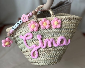 Small personalized basket - personalized first name straw basket
