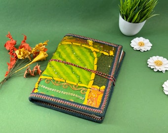 Handmade Paper Traditional Journal, Handmade Sari Journal, Hand Work Notebooks, Handmade Assorted Sari Fabric Bound Colourful Journal