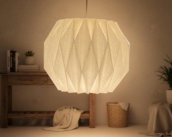 Handmade Origami Paper Lampshade: Geometric Pendant Light