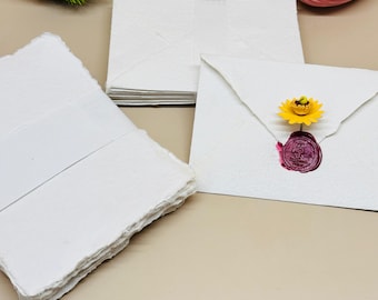 Handmade Deckle Edge Paper Envelops With Deckle Sheets, Wedding Invitations, Greeting Cards, Wishing Cards