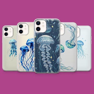 Custodia per telefono a forma di medusa, motivo: oceano acquatico, per iPhone 16, 15, 14, 13, 12, 11, Samsung S25Ultra, S24, S23FE, A55, A35, Pixel 9 9Pro 8A 7
