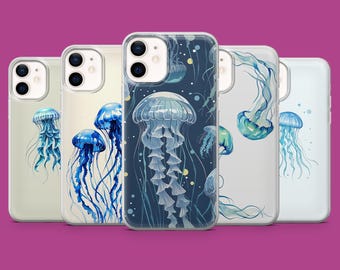 Jellyfish Phone Case Ocean Aquatic Medusa Cover for iPhone 17, 16 Pro, 15, 14, 13, 12, Samsung S26, S25, S24, S23, S22, A57, Pixel 10, 10A