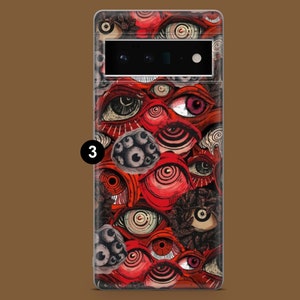 Horror telefoonhoesje Goth Gore Eyes Cover voor Pixel 10, 10A, 9Pro XL, 8A, iPhone 17, 16 Pro, 15, 14, Samsung S26, S25, S24, S23, A57, A17, A16 3